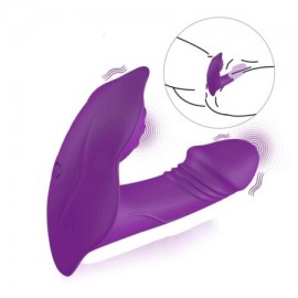 VIBRADOR  PANTALETA CON ESTIMULADOR DE CLÍTORIS MORADO